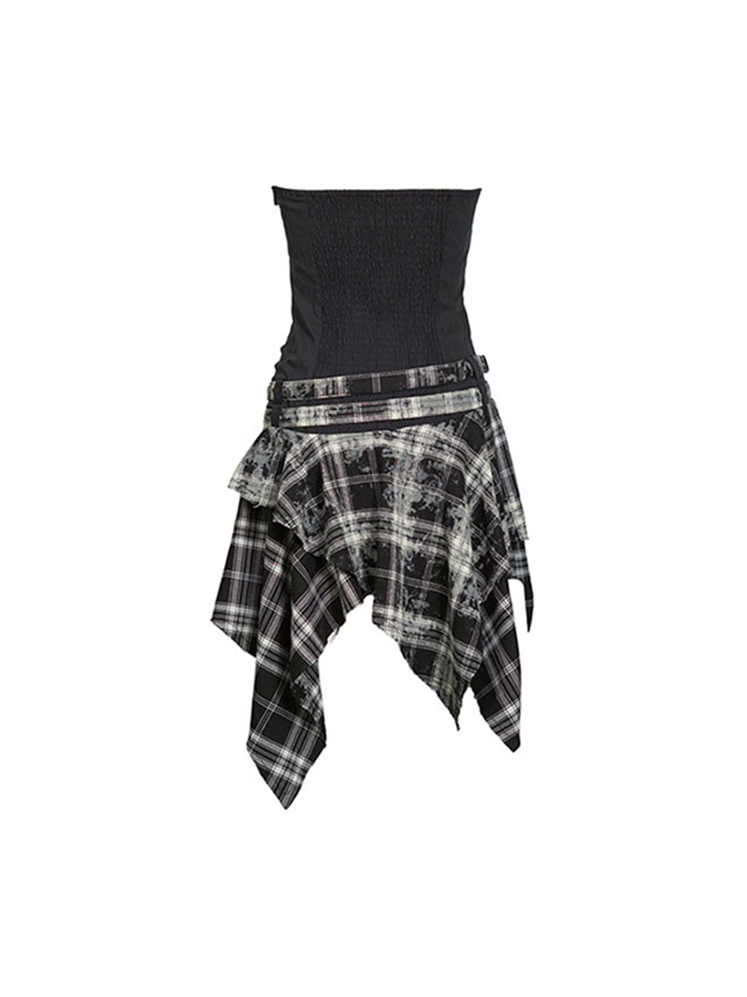 CestNous|Women's Graffiti Patchwork Plaid Dress-Black - PSYLOS 1, CestNous|Women's Graffiti Patchwork Plaid Dress-Black, Dress, CestNous, PSYLOS 1